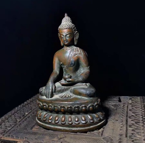 古玩銅器銅釋迦牟尼佛。真品鑒賞圖