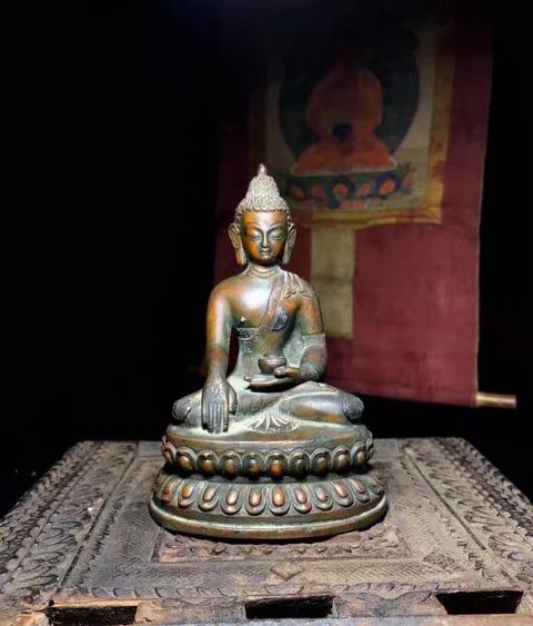 古玩銅器銅釋迦牟尼佛。真品鑒賞圖