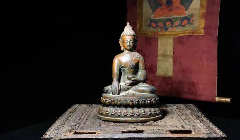 古玩銅器銅釋迦牟尼佛。真品鑒賞圖