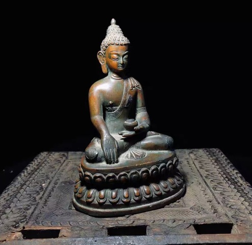 古玩銅器銅釋迦牟尼佛。真品鑒賞圖