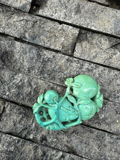 古玩雜項松石石榴雕件真品鑒賞圖