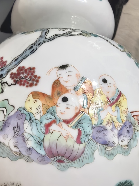 古玩陶瓷清晚期 粉彩嬰戲葫蘆瓶真品鑒賞圖