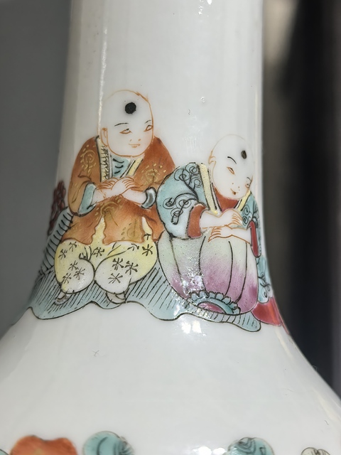 古玩陶瓷清晚期 粉彩嬰戲葫蘆瓶真品鑒賞圖