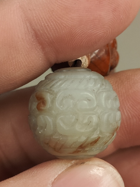 古玩玉器和田玉雕“卷云紋珠”真品鑒賞圖