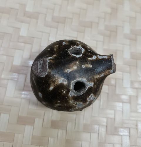 古玩陶瓷宣州窯三孔塤真品鑒賞圖