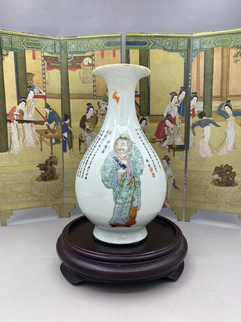 古玩陶瓷晚清民國 細(xì)路粉彩無雙譜玉壺春瓶拍賣，當(dāng)前價(jià)格19999元