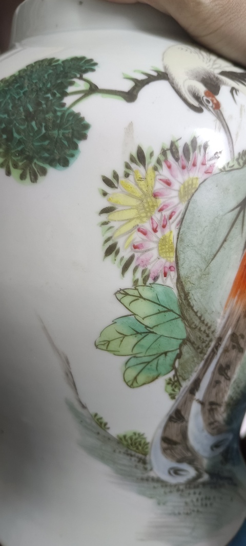 古玩陶瓷粉彩花鳥紋將軍罐真品鑒賞圖