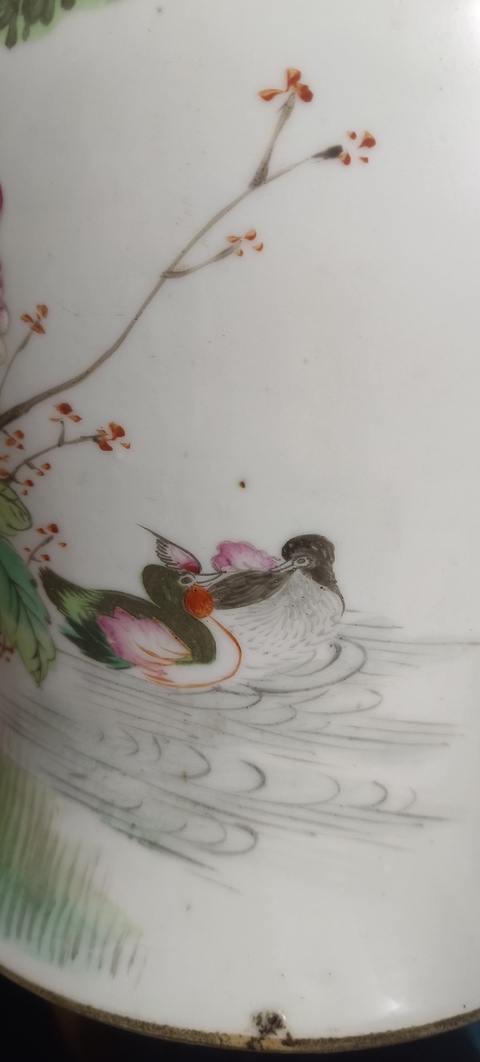 古玩陶瓷粉彩花鳥紋將軍罐真品鑒賞圖