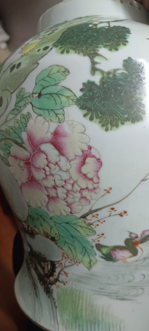 古玩陶瓷粉彩花鳥紋將軍罐真品鑒賞圖