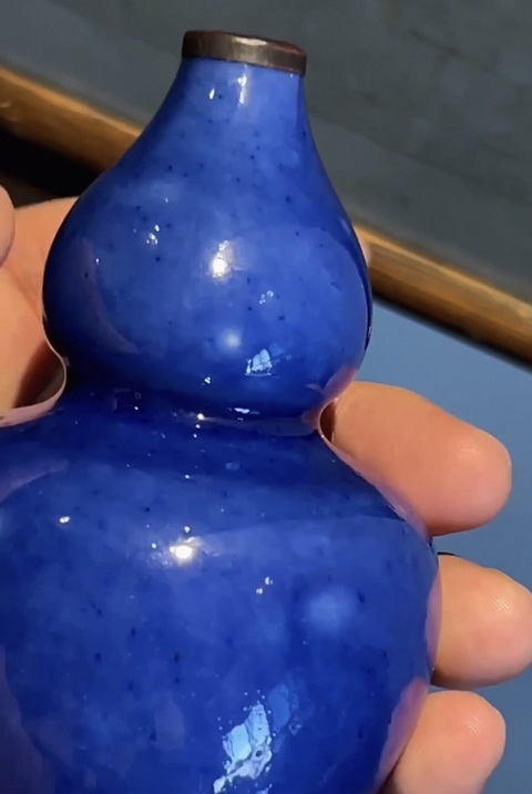 古玩陶瓷藍釉葫蘆真品鑒賞圖