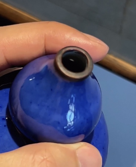 古玩陶瓷藍釉葫蘆真品鑒賞圖