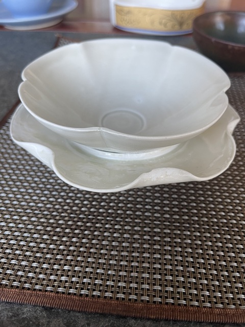 古玩陶瓷邢窯白瓷盞和托真品鑒賞圖