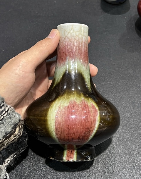 古玩陶瓷三羊開(kāi)泰荸薺瓶真品鑒賞圖