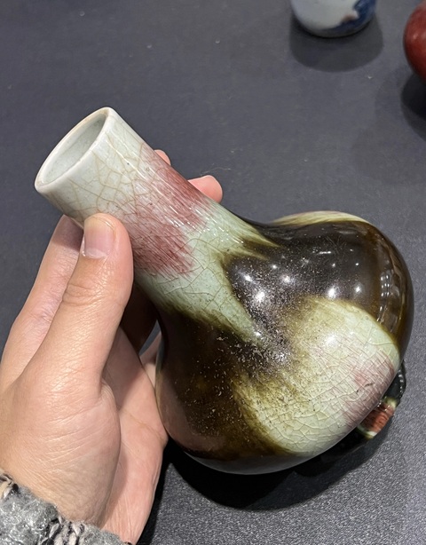 古玩陶瓷三羊開(kāi)泰荸薺瓶真品鑒賞圖