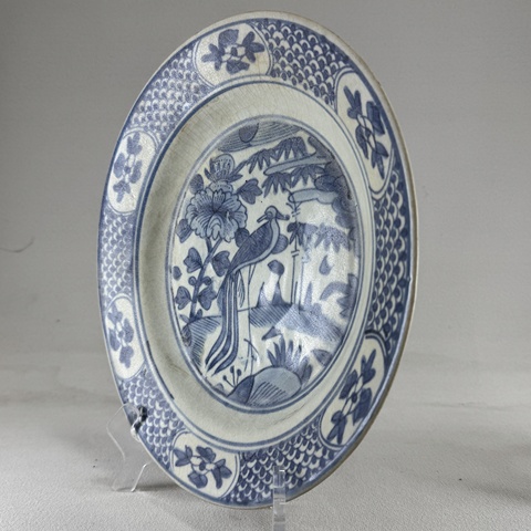 古玩陶瓷鳳紋青花盤真品鑒賞圖