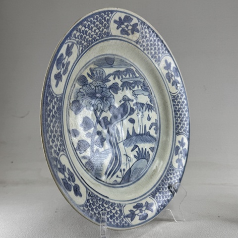 古玩陶瓷鳳紋青花盤真品鑒賞圖