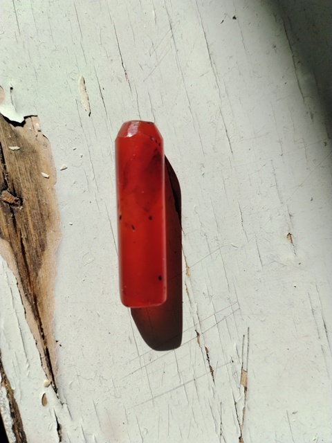 古玩玉器紅瑪瑙管珠真品鑒賞圖