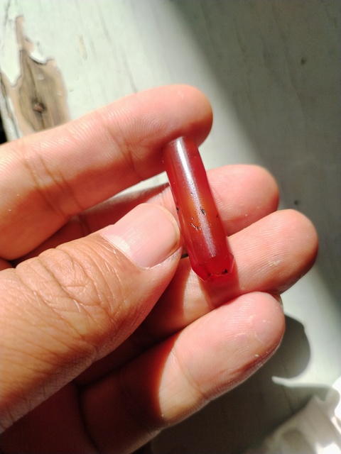 古玩玉器紅瑪瑙管珠真品鑒賞圖