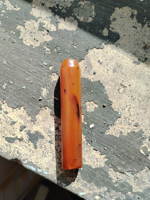 古玩玉器紅瑪瑙管珠真品鑒賞圖