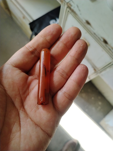 古玩玉器紅瑪瑙管珠真品鑒賞圖