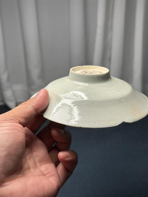 古玩陶瓷湖田窯青白釉刻花葵口盤拍賣，當前價格6666元