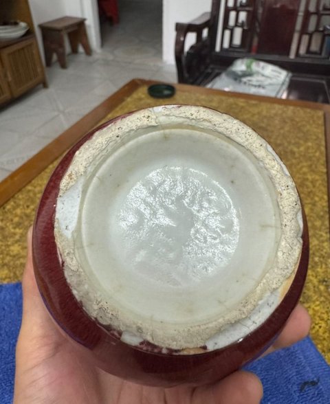 古玩陶瓷紅釉玉壺春瓶真品鑒賞圖