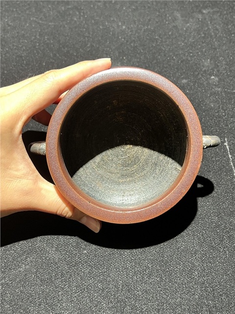 古玩陶瓷紫金釉雙耳爐真品鑒賞圖