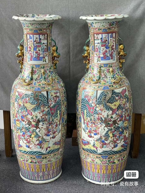 古玩陶瓷刀馬人粉彩瓶真品鑒賞圖