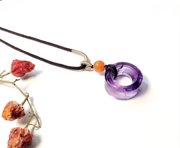 古玩玉器紫水晶雕“車輪環”真品鑒賞圖