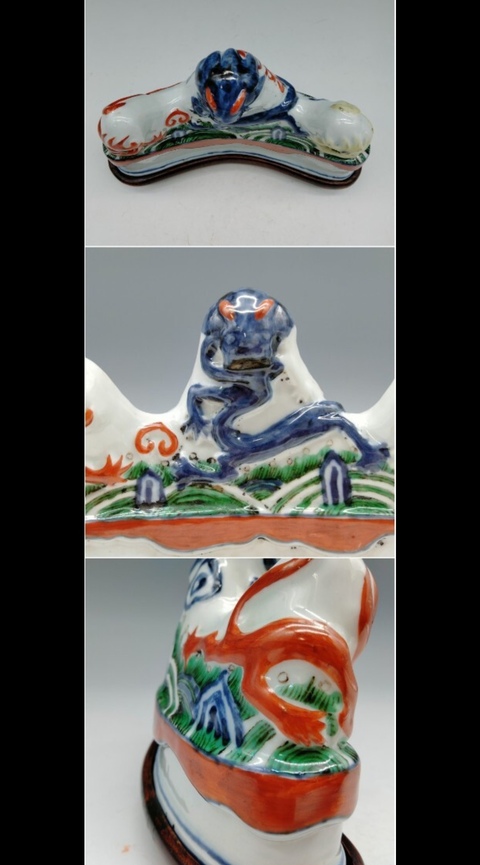 古玩陶瓷青花紅綠彩筆架真品鑒賞圖