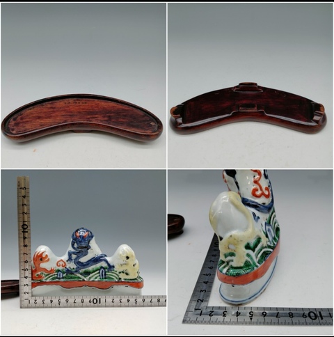 古玩陶瓷青花紅綠彩筆架真品鑒賞圖