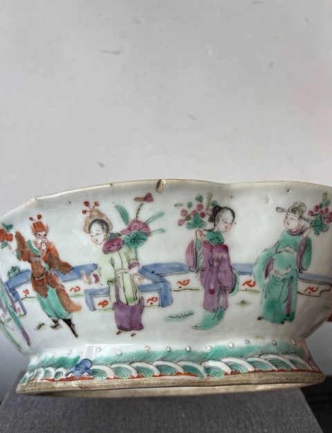 古玩陶瓷粉彩人物故事貢盤(pán)真品鑒賞圖