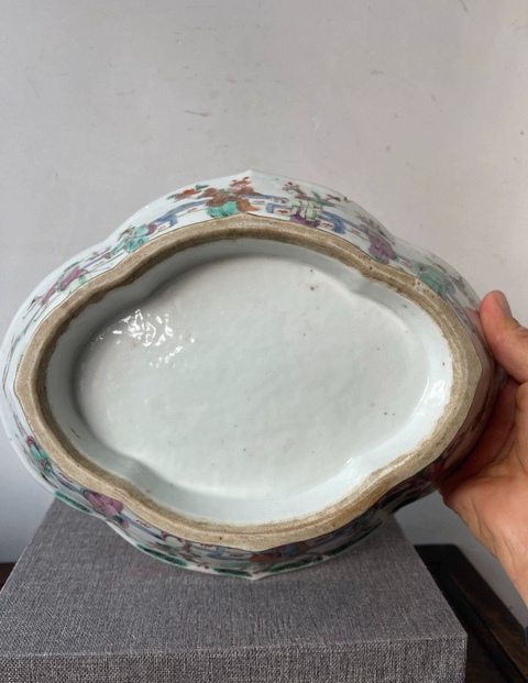 古玩陶瓷粉彩人物故事貢盤(pán)真品鑒賞圖