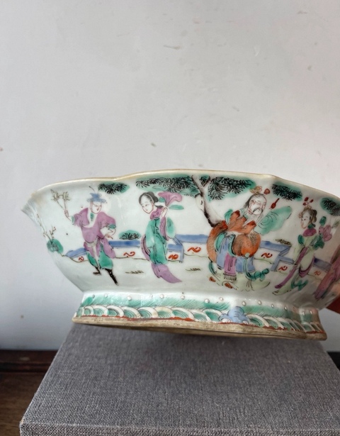 古玩陶瓷粉彩人物故事貢盤(pán)真品鑒賞圖