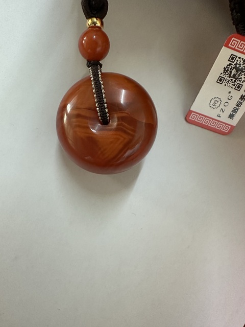 古玩玉器南紅平安扣真品鑒賞圖