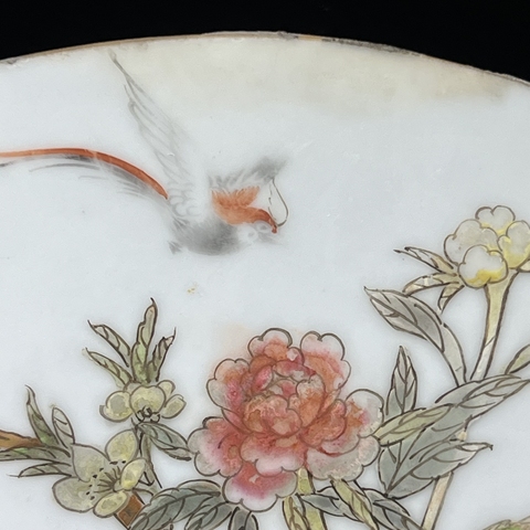 古玩陶瓷粉彩花卉紋瓷板真品鑒賞圖