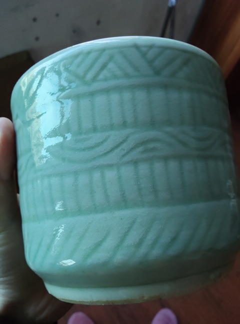 古玩陶瓷豆青釉香爐真品鑒賞圖