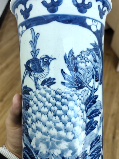 古玩陶瓷青花花鳥紋箭筒真品鑒賞圖