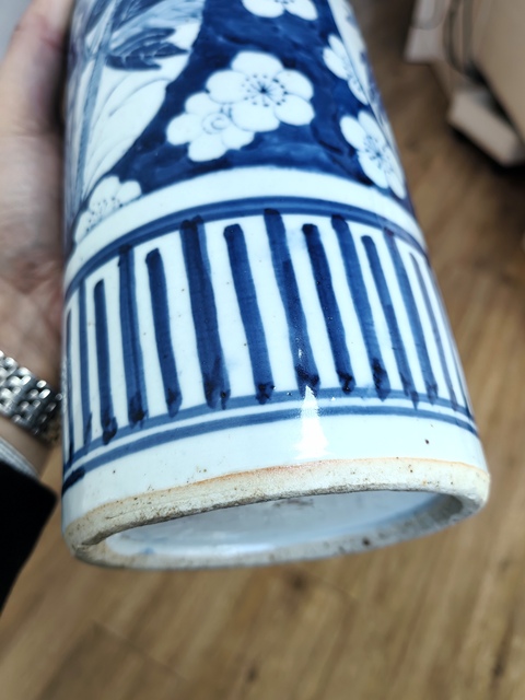 古玩陶瓷青花花鳥紋箭筒真品鑒賞圖