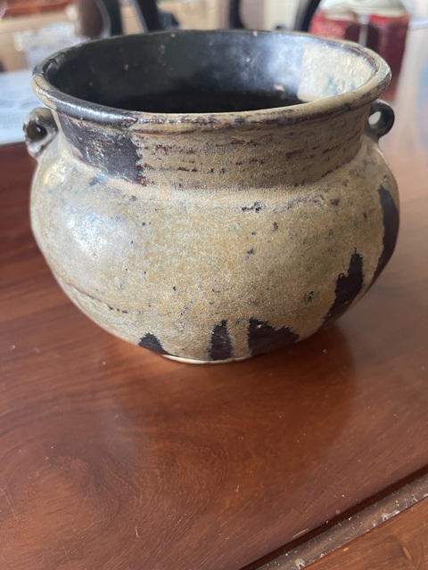 古玩陶瓷窯變黑釉雙耳罐真品鑒賞圖