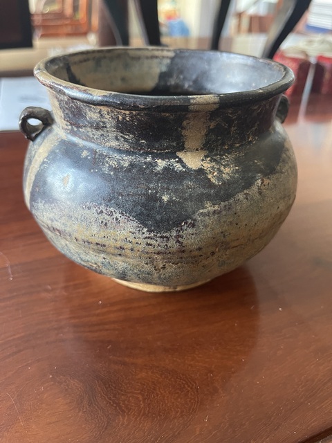古玩陶瓷窯變黑釉雙耳罐真品鑒賞圖