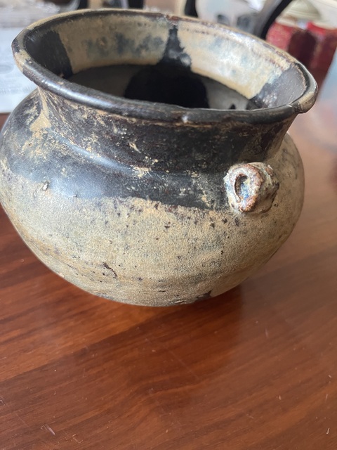 古玩陶瓷窯變黑釉雙耳罐真品鑒賞圖