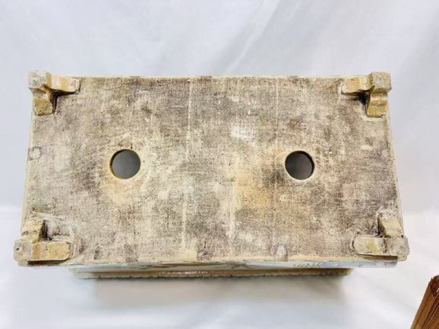 古玩陶瓷五彩人物故事紋花盆真品鑒賞圖