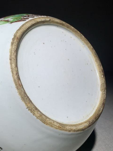 古玩陶瓷粉彩花鳥詩文西瓜罐拍賣，當前價格1200元
