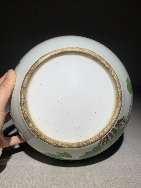 古玩陶瓷粉彩花鳥詩文西瓜罐拍賣，當前價格1200元