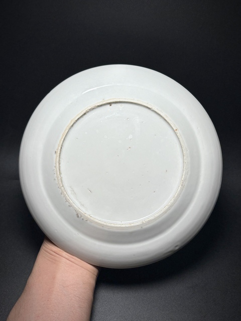 古玩陶瓷礬紅花鳥紋折腰盤真品鑒賞圖