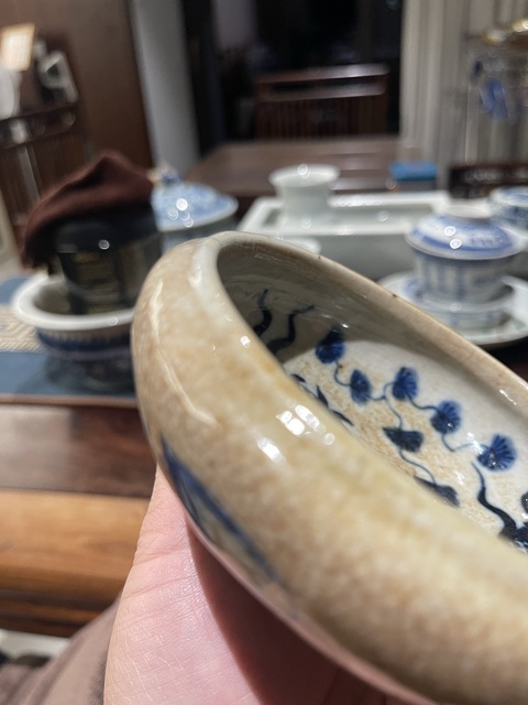 古玩陶瓷哥釉青花金魚紋水洗真品鑒賞圖