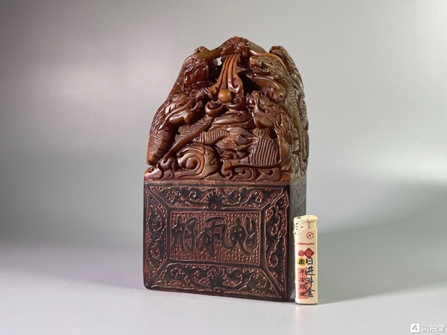 古玩玉器壽山石雕“龍鈕印章料”真品鑒賞圖