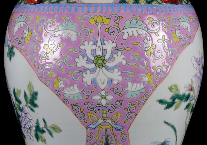 古玩陶瓷花鳥紋粉彩將軍罐真品鑒賞圖