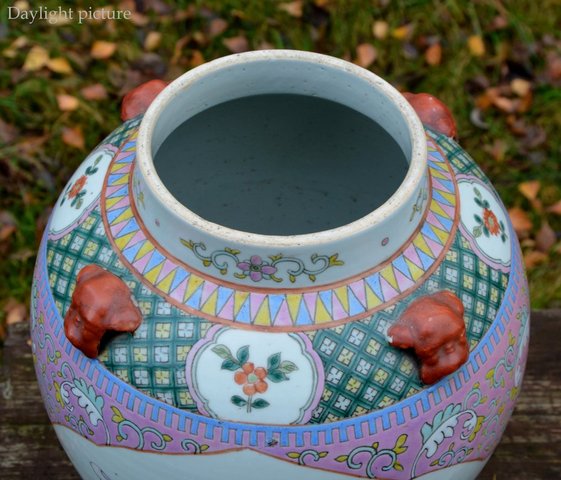 古玩陶瓷花鳥紋粉彩將軍罐真品鑒賞圖